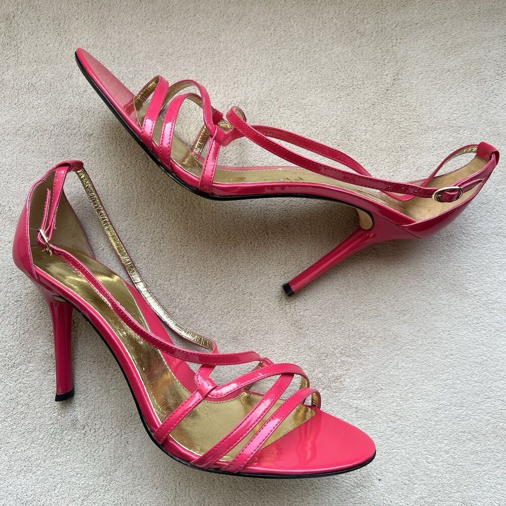 Jessica‎ Bennett Jheart Pink Patent Leather Heeled Strappy Sandals Women 11